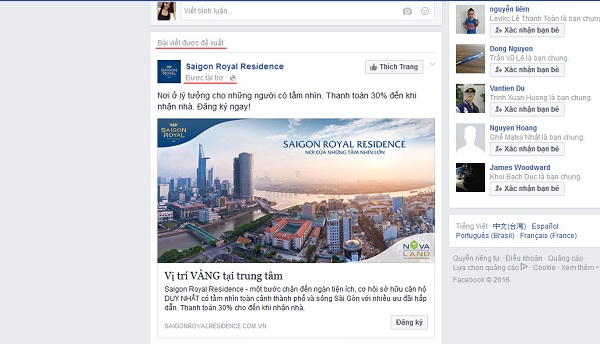 Quảng cáo khách sạn trên Facebook