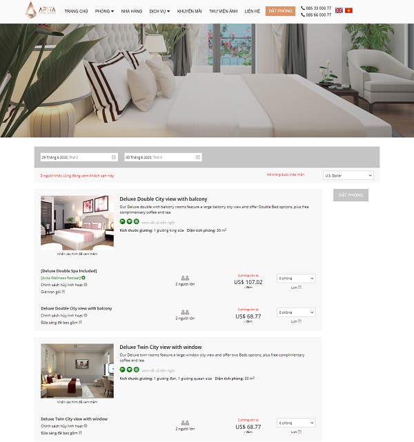 Thiết kế website đặt phòng khách sạn