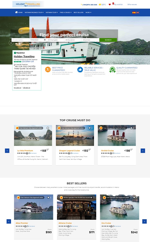Mẫu website du thuyền
