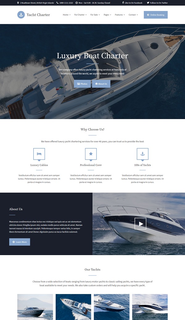 Mẫu website du thuyền