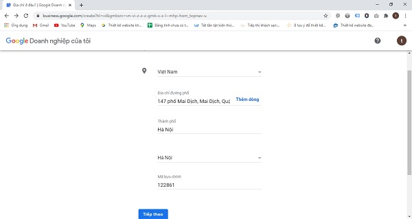 Đăng ký Google Map cho khách sạn